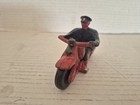 Antique Hubley Cast Iron Red Motorcycle Rider Policeman Officer 4  Toy