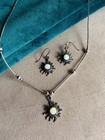 Sterling Silver Opal Sun Necklace   Earrings Set Tom   Pam Coriz Native American