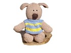 Brand New Stuffed Animal Hand Knitted Puppy With Vest Brown Dog Knitted Toy