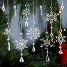 Christmas Tree Ornaments  16pcs Crystal Snowflake Ornaments Clear