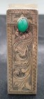 Vintage U  Bellini Silversmith  800 Silver Engraved Lipstick Case W  Green Gem 