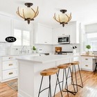 3-light Antler Semi Flush Mount Fixture Ceiling Light Lamp Antler Chandelier