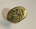 Vintage Men   s Gold-tone Oval Engraved Fixed Back Cufflinks Monogram    1919   