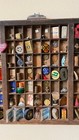 Vintage Printers Letterpress Tray Shadow Box With Curio Collectibles  4