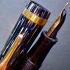 Defective Serviced Conklin Glider Fountain Pengtblue Striatedconklin 14k G3d