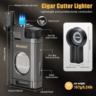 Triple Jet Flame Cigar Lighter With Cutter  Windproof Butane Refillable Torch Li