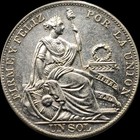 1934 Peru 1 Sol Coin   500 Silver  Seated Liberty Flanked By Shield  Arms