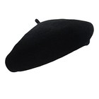 French Beret Hats For Women  Classic Wool Winter Beanie Cap Soft One Size Black