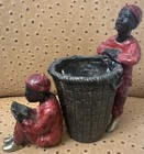   antique   Painted Solid Brass Chinese Boys   Basket Statue
