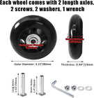 2pcs 80 X 24mm Luggage Wheels Replacement  Black Rubber Suitcase Wheels Replacem