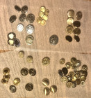 Lot Of  140 Vintage Brass Metal  Buttons  Various Age Size Shape Color