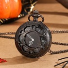 Vintage Black Hollow Steampunk Design Quartz Pocket Watch  With Necklace Pendant
