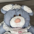 Vtg Fisher Price Puffalump Gray Blue Mouse 1987 Plush White Dress 8013