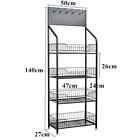 4tier Black Retail Display Rack shelf frame stand Shop Freestand Snack Metal Us