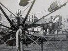 Wonderful Carnival Ride Midway Antique vintage Black And White Photo 