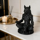 Meditating Werewolf Wolf Totem Resin Statue Gothic Fantasy Decor Figurine Black