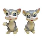 2 Vintage 1930   s Ceramic Cats - Mcm Mid Century Sculptures Porcelain Glaze Japan