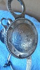 3 In  Rope Edge Sterling Silver Concho Vintage Horse Show Bit Stamped Rawhide
