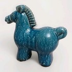 Mid Century 10  Vtg Modern Rimini China Blue Glaze Horse Pony Pottery Sculpture