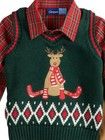 Toddler Boys Holiday Reindeer Sweater Vest Plaid Shirt   Corduroy Pant Set 4t