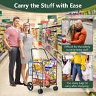 Jumbo Folding Shopping Cart With Rolling Swivel Wheels  Foldable Grocery Cart On