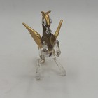 3    Clear Rearing Pegasus Blown Glass Mythical Horse Figurines Animal Miniature