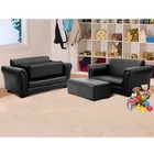 Black Kids Sofa Armrest Chair Couch Lounge Children Birthday Gift W  Ottoman