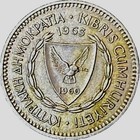 1963 Cyprus 50 Mils Coin - World Copper Nickel Coin -  au  Almost Uncirculated