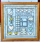 Stained Glass Window Large Panel Suncatcher Wellcome Country Handcrafted 14 