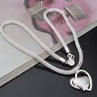 Womens 925 Sterling Silver Heart Pendant Charm 18  Chain Necklace  n34