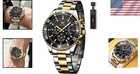 Men s  Gold   Silver Stainless Steel Analog Watch With Rotatable Bezel