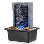 Indoor Tabletop Fountain Waterfall With Led Lights - Modern Home   Office Decor