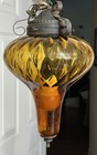 Vintage Mid Century Modern Mcm Swag Lamp Light Amber Glass Pendant Swag Lamp