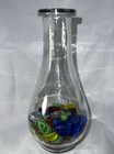 Clear Pressed Glass Bottle Vase With Colorful Blown Glass Rocks