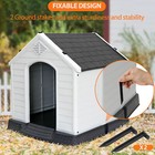 32 Inch Large Plastic Dog House Water Resistant Dog Kennel Puppy Shelter Grey
