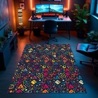 Colorful Retro Arcade Rug Geometric Pattern Game Room Carpet Gaming Mat