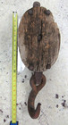 Antique vintage Nautical Wood Block Tackle Double Wheel Pulley