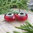 2pcs Authentic Red Faceted Murano Glass Bead 925 Silver Core European Charm