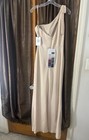 Jasmine One Shoulder Formal Gown Size 10 Nwt Champagne Prom Wedding Dress Slit