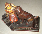 C1885- Antique Toy- Cast Iron Org Mechanical Bank-speaking Dog-shepard Hardware