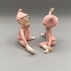 Vintage Holland Mold Pink Ceramic Pixie Elves Rhinestone Jewel Gem Eyes
