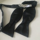 Eton Mens Black Silk Satin Bowtie Not Pre-tied Nwot