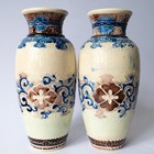Rare Antique Japanese Slip Decorated Moriage Satsuma Vases Early 20th C
