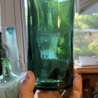 Antique Quart Size Gem  Teal 1860s Three Piece Mold Master Ink Bottle Pour Spout
