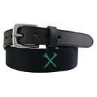 Pebble Beach Men s Flagstick Print Golf Belt With Genuine Leather End Tabs New