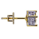 Men Women Gold Plated 925 Sterling Silver 7mm Cz Round Screw Back Stud Earrings