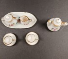 Vintage Miniature Off White With Pink Floral Porcelain 10 Piece Coffee   Tea Set