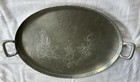Vintage Everlast Hand Forged Metal Tray Serving Ornate Handles Oval 16 25 X 12 5
