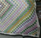 Vintage Handmade Queen Size Multicolor Patchwork Quilt Hand Tied 93  X 74 
