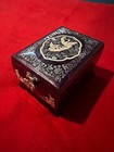Korean Mother Of Pearl Music Jewelry Box     Crane Design  Lacquered Purple Inlay 